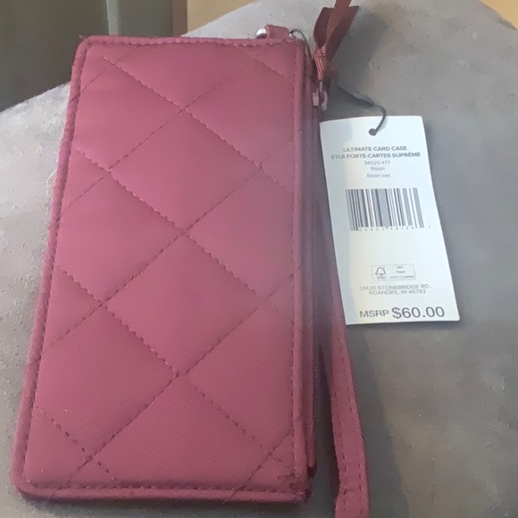 Vera Bradley Maroon Wristlet with ID Window - Picture 2 of 3